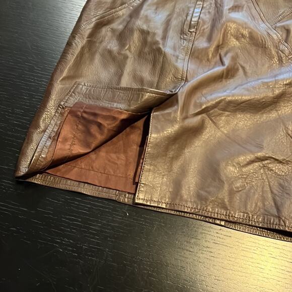 Renaissance Brown Leather Skirt Size 6 - Picture 4 of 7